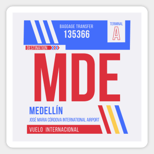 Medellin (MDE) Airport Code Baggage Tag Magnet